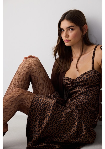 Penti Leopard File Kahverengi Soket Çorap
