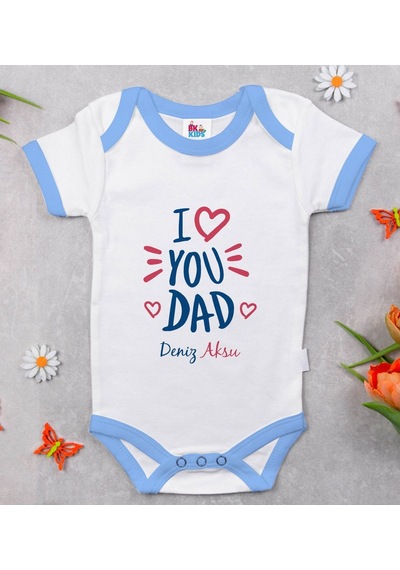 Bitmeyenkartus Bk Kids Kişiye Özel Mavi Bebek Body Zıbın - Model 10 Çok Renkli