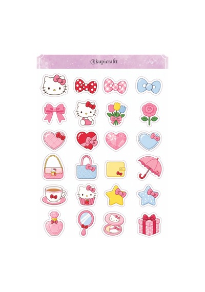 6 Sayfa Hello Kitty Sticker Seti Hello Kitty Temalı Ajanda Scrapbook Journal 0