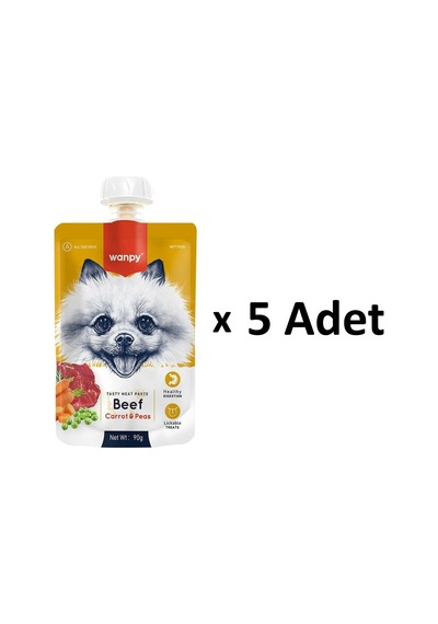 Wanpy Taze Sığır Etli ve Havuçlu Köpek Et Ezmesi 5 x 90 G