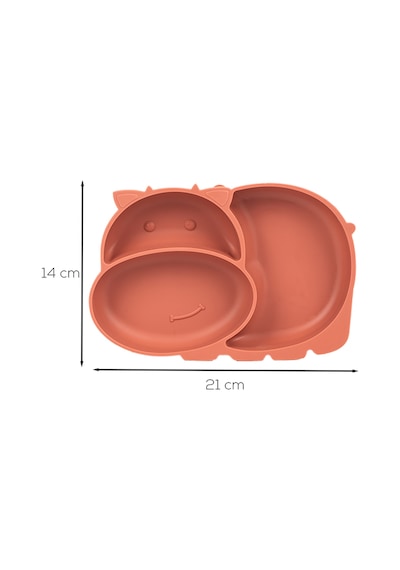 Porsima Mys34005-1 Silikon 3 Bölmeli Kaymaz Bebek Mama Tabağı Kiremit 14 21cm