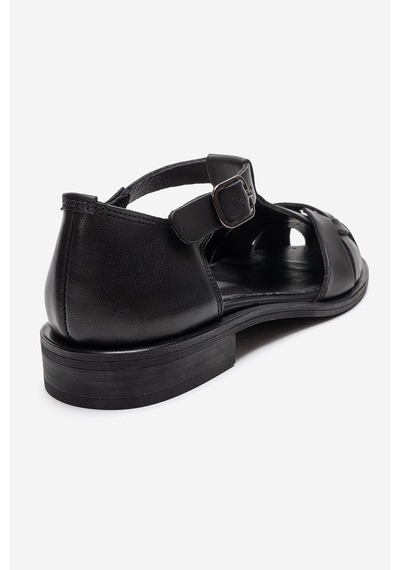 Luvishoes Dexara Siyah Cilt Hakiki Deri Kadın Sandalet