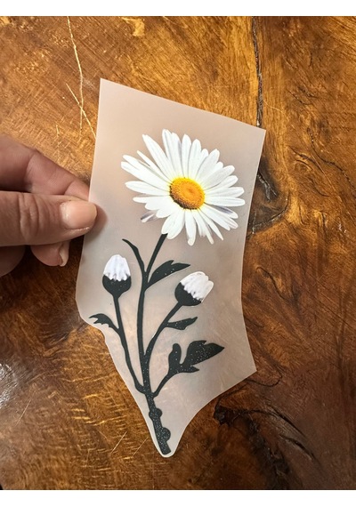 Ütü İle Yapışan Papatya Transfer Baskı Arma 18x9 Cm