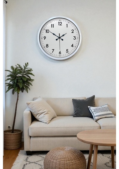 40 Cm Beyaz Metal Standart Duvar Saati Metal Standart Beyaz Kadran 67857430