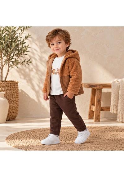 Maxx Kelın Erkek Çocuk Kapüşonlu Peluş Görünümlü Kapitone Mont Pantolon Tişört 3'lü Takım 9-12-18-24 Ay Kahverengi Maxx Kelın Erkek Çocuk Kapüşonlu Peluş Görünümlü Kapitone Mont Pantolon Tişört 3'lü Takım 9-12-18-24 Ay Kahverengi