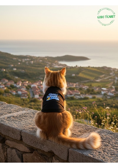 Siyah Beni Yıka Baskılı Kedi Ve Köpek Kıyafeti Evcil Hayvan Tişörtü Elbisesi Large/l/beden 3