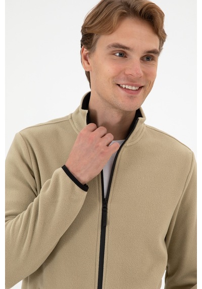 U.S. Polo Assn. Erkek Regular Fit Açık Haki Polar Örme Hırka 50313779-VR183
