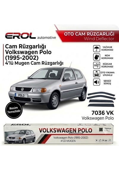 Volkswagen Polo 1995-2002 4'lü Sedan Mugen Cam Rüzgarlığı Siyah