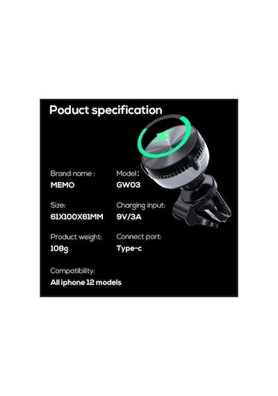 Memo Gw03 Magsafe Araç Tutucu 97999192