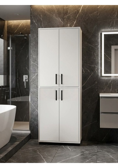 Mardo 4 Kapaklı Beyaz Çok Amaçlı Mutfak Banyo Ofis Kiler Balkon Dolabı Beyaz