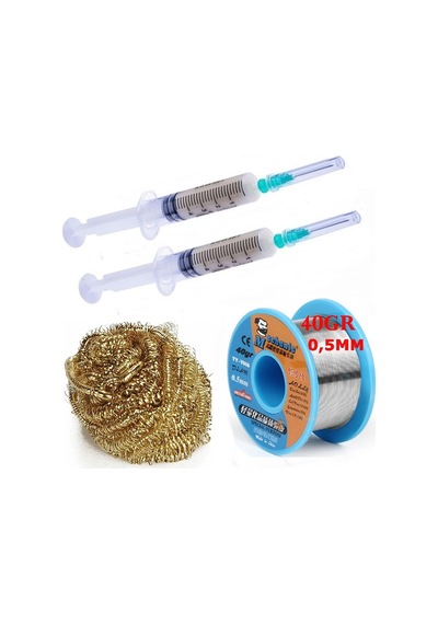 Mechanic/ Lehim Sn63/pb37 40g 0,5mm Havya Ucu Temizleme Teli Lehim Toplama Set01