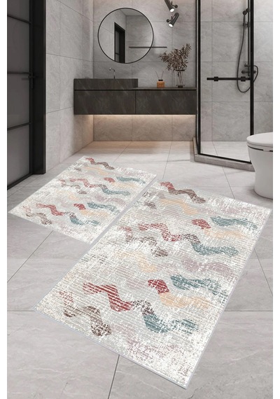 Eliana Home Dijital Baskı 2'li Banyo Paspas Takımı Lna5-0402 100x60 Ve 60x50 Cm Bej