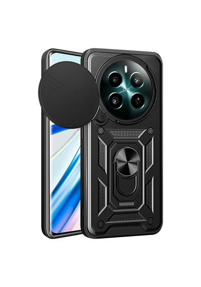 Zore Realme 12 Kılıf Magnetik Standlı Kamera Korumalı Nvth Sürgülü Vega Kapak - Mavi