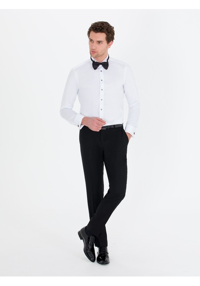 Cacharel Beyaz Slim Fit Smokin Gömlek