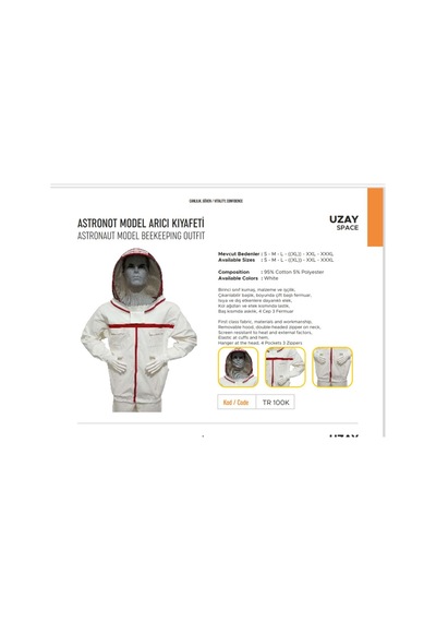 Dateks Arici Elbisesi Astronot Model 4 Cep 3 Fermuar Xl