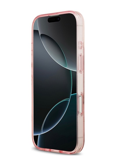Apple Uyumlu iPhone 17 Kılıf Guess Lisanslı M-safeli Iml Peony Ve 4g Desenli Klasik Logolu Kapak Pembe Pembe