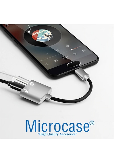 Type-C 2In1 Şarj ve Kulaklık Çevirici Adaptör Gümüş Al2301