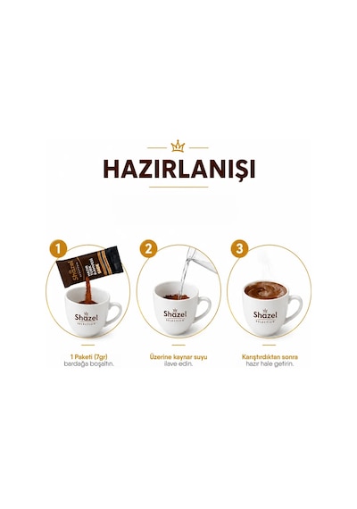Shazel Hazır Türk Kahvesi Sade - 7 Gr X 12 Adet Kutu
