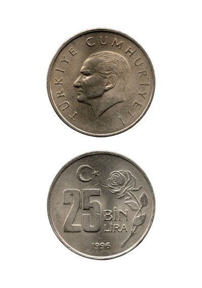 25.000 Lira 1996 Çil Eski Madeni Para