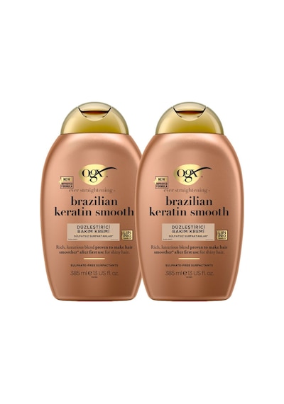 OGX Brazilian Keratin Smooth Düzleştirici Sülfatsız Saç Bakım Kremi 385 ml x2