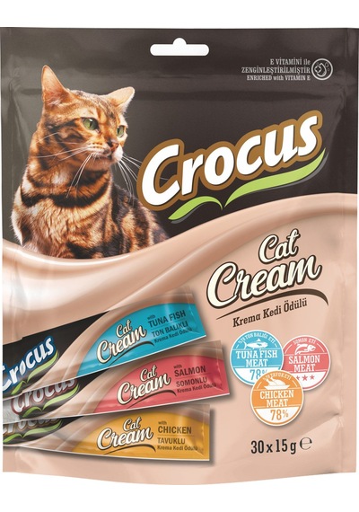 Crocus Tavuklu & Ton Balıklı & Somonlu Krema Kedi Ödülü 30 x 15 G