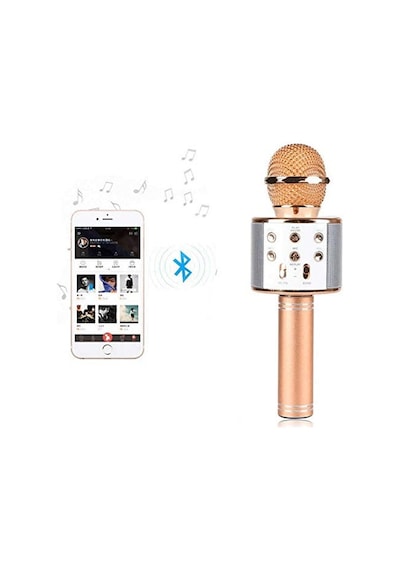 Psr Aksesuar Ws-858 Bluetooth Karaoke Mikrofon Kablosuz Hoparlör, Yankı Efektli, Gürültü Önleyici, 1800mah Şarjlı, İos & Android Uyumlu Pembe