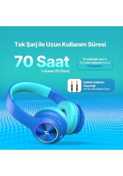 Soundbuddy Funled 2KM172 Bluetooth 5.3 Led Işıklı Kulak Üstü Kulaklık