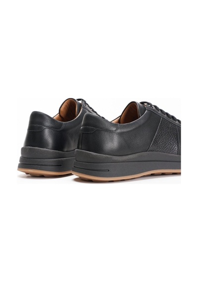 Fame Step Hakiki Deri Erkek Casual Ayakkabı Comfort Bağcıklı Ortopedik Günlük Rahat Taban Siyah Sneaker Verona