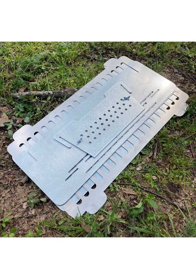 Kamp Ayısı Campbrick Paslanmaz Çelik Izgaralı, 15cm Közlüklü Katlanır Mangal Gri