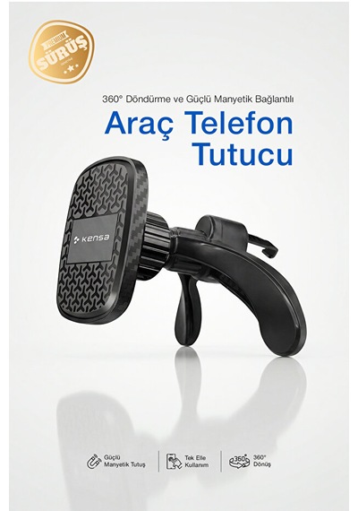 Havalandırma Tipi Kancalı Mıknatıslı Araç İçi Telefon Tutucu - 360 Derece Döner Başlıklı Sarsıntı Önleyici 1