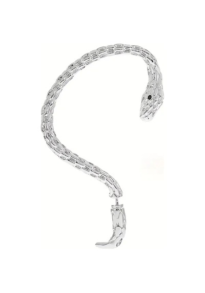 Medusa - Silver Yılan Kulak Üstü Silver Gümüş Renk Küpe Sol Kulak Içindir Mavi