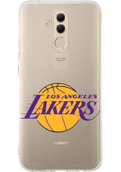 Huawei Mate 20 Lite Uyumlu Kapak La Lakers Tasarımlı Şeffaf Silikon Kılıf Şeffaf
