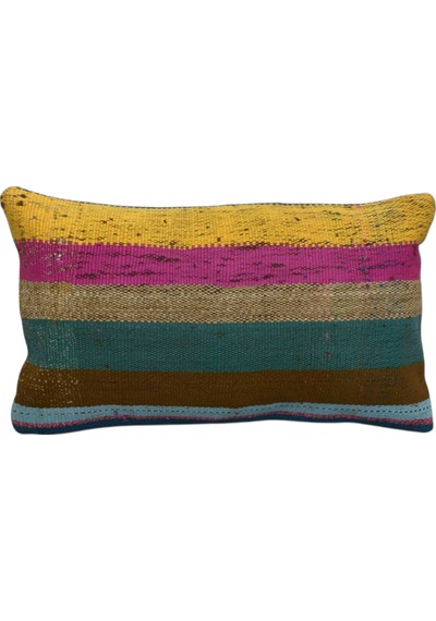 Zehra Abla Halı Yeni El Dokuma Dekoratif Lumbar Kilim Kırlent Yastık Kılıfı 6130