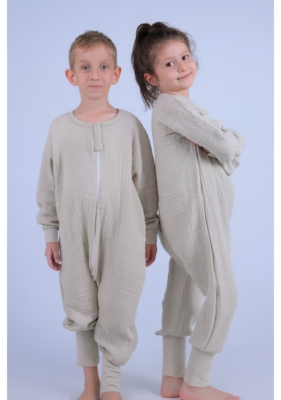 For My Baby 1 Tog Çocuk Uyku Tulumu Unisex Uzun Kollu Uyku Tulumu Bej