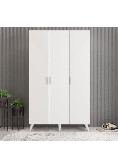 Duke 3 Kapaklı Ayakkabılık Beyaz 120 Cm M1