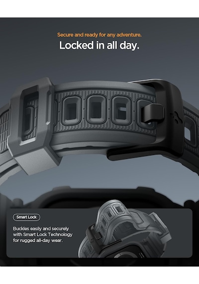 Apple Watch 46mm Seri 11/10 İle Uyumlu Kılıf & Kordon Kayış Rugged Armor Pro 2 Dark Gray - Acs10504 Diğer