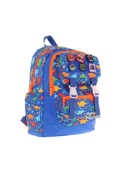 Kaukko Kids Erkek Çocuk Armalı Dinazor Desenli İlkokul Okul Sırt Çantası Dört Bölmeli - Mavi - L5278 MAvi
