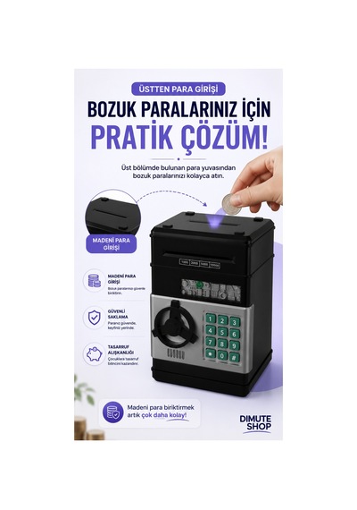 Atm Kumbara Şifreli Elektronik Para Kasası Otomatik Para Çeken Çocuk Kumbarası - 890406185
