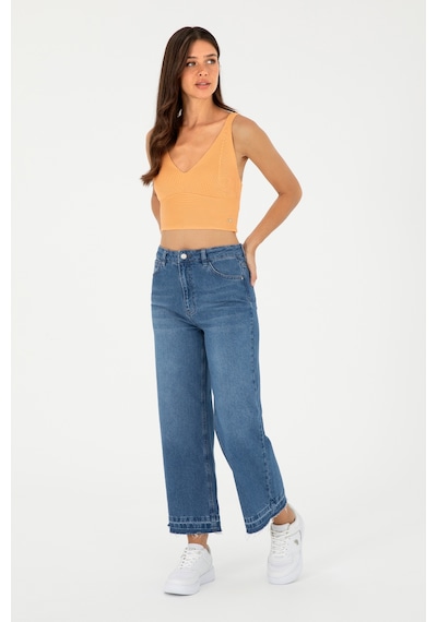 U.S. Polo Assn. Kadın Mavi Flare Cropped Fit Jean Pantolon 50282856-DN0022