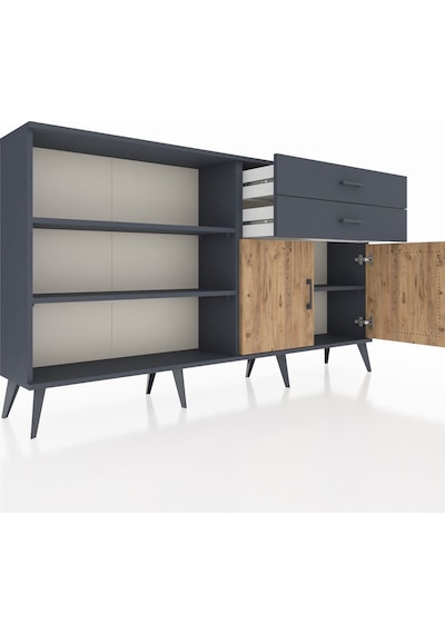 Arges Konsol 3 Raflı 2 Çekmeceli 2 Kapaklı 176x30x99 Antrasit-çam Antrasit-çam/antrasit Arges Konsol 3 Raflı 2 Çekmeceli 2 Kapaklı 176x30x99 Antrasit-çam Antrasit-çam/antrasit