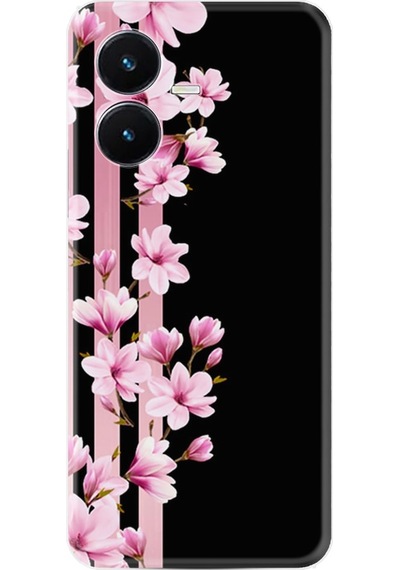Vivo Y22S Kilif Resimli Silikon Pink Flowers 3 1393 566401876