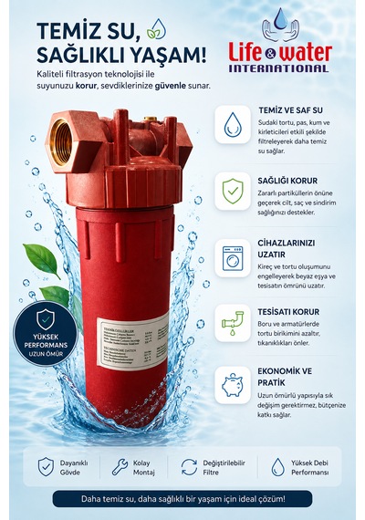 Lifewater Su Arıtma Sistemleri Housing Lıfewater L Yıkanabilir Ön Filtre 100 Mikron 1"