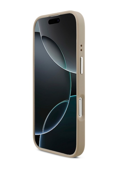 Apple Uyumlu iPhone 17  Kılıf Lacoste Lisanslı M-safeli Pu Pike Desenli Standlı Metal Logolu Kapak Bej Bej