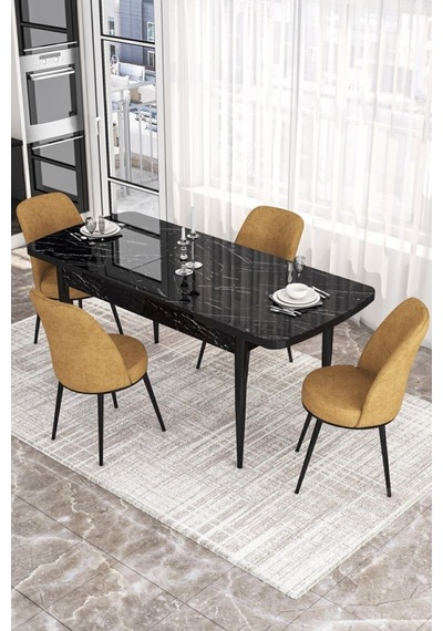 Canisa Concept Kor Serisi 70x114 Açılabilir Mutfak Masası Takımı Siyah Mermer Desen Masa 4 Cappucino Sandalye Beyaz Canisa Concept Kor Serisi 70x114 Açılabilir Mutfak Masası Takımı Siyah Mermer Desen Masa 4 Cappucino Sandalye Beyaz
