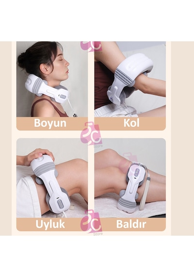 Servikal Masaj Cihazı Kablosuz 3d Boyun Bacak Ve Omuz Masajı Yoğurma Isıtma Özellikli Taşınabilir Beyaz