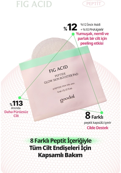 İncir Asidi İçeren Cilt Bakım Pedi 25 Adet Goodal Fig Acid Peptide Glow Skin Booster Pad