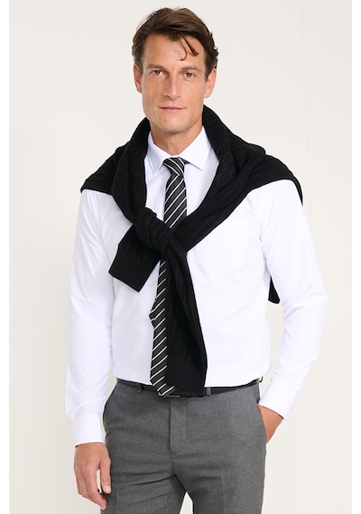 AC&Co / Altınyıldız Classics Erkek Beyaz Kolay Ütülenebilir Comfort Fit Geniş Kesim Klasik Yaka Gömlek Beyaz