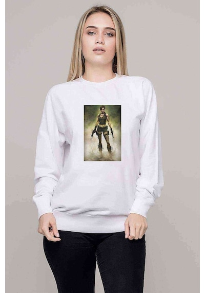 Women Metal Rock Music Müzik Baskılı Beyaz Kadın Sweatshirt