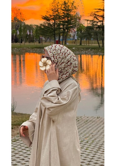 Qalortex Scarf Pamuklu Pera Desen Eşarp - Fıstık