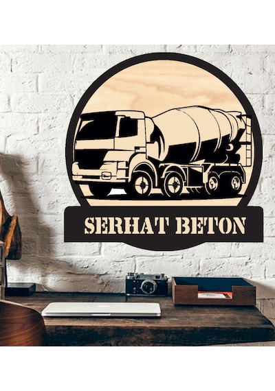 Beton Mikseri Temalı Ahşap Duvar Tablo Ahşap